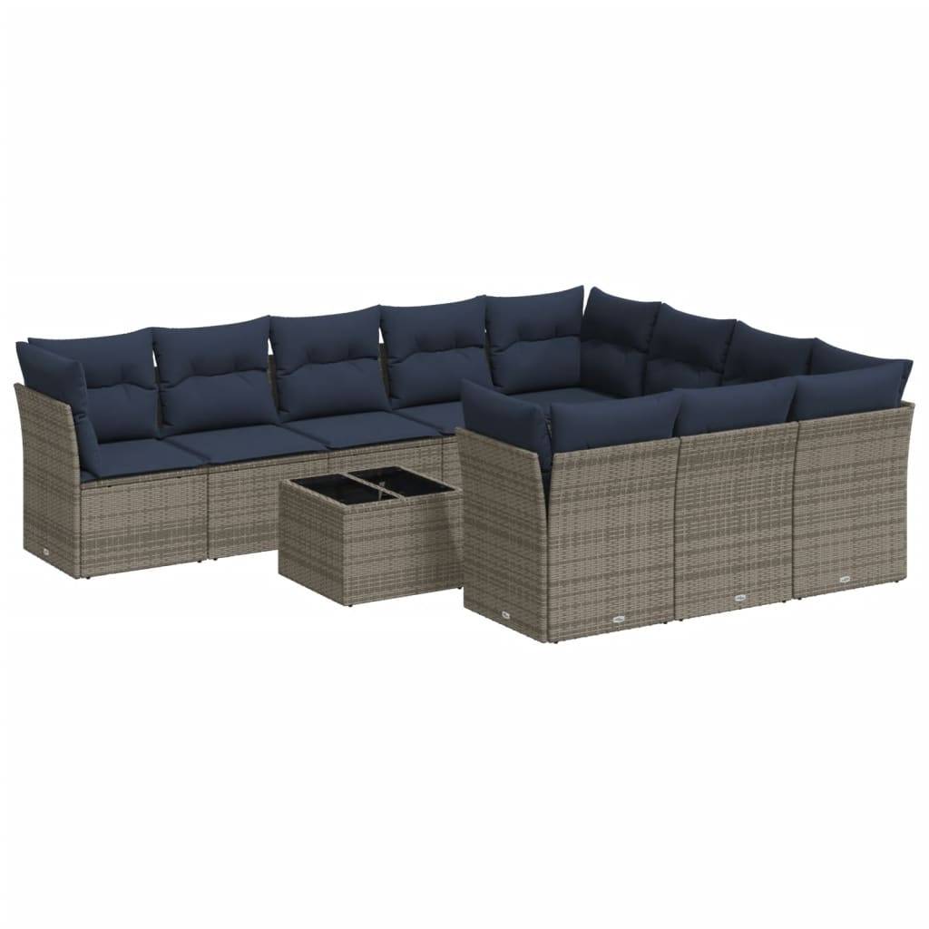 Vidaxl - Salon de jardin 11 pcs avec coussins gris résine tressée vidaXL 3218231 - Image 2