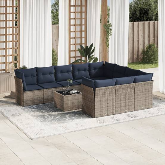 Vidaxl - Salon de jardin 11 pcs avec coussins gris résine tressée vidaXL 3218231 - Image 1
