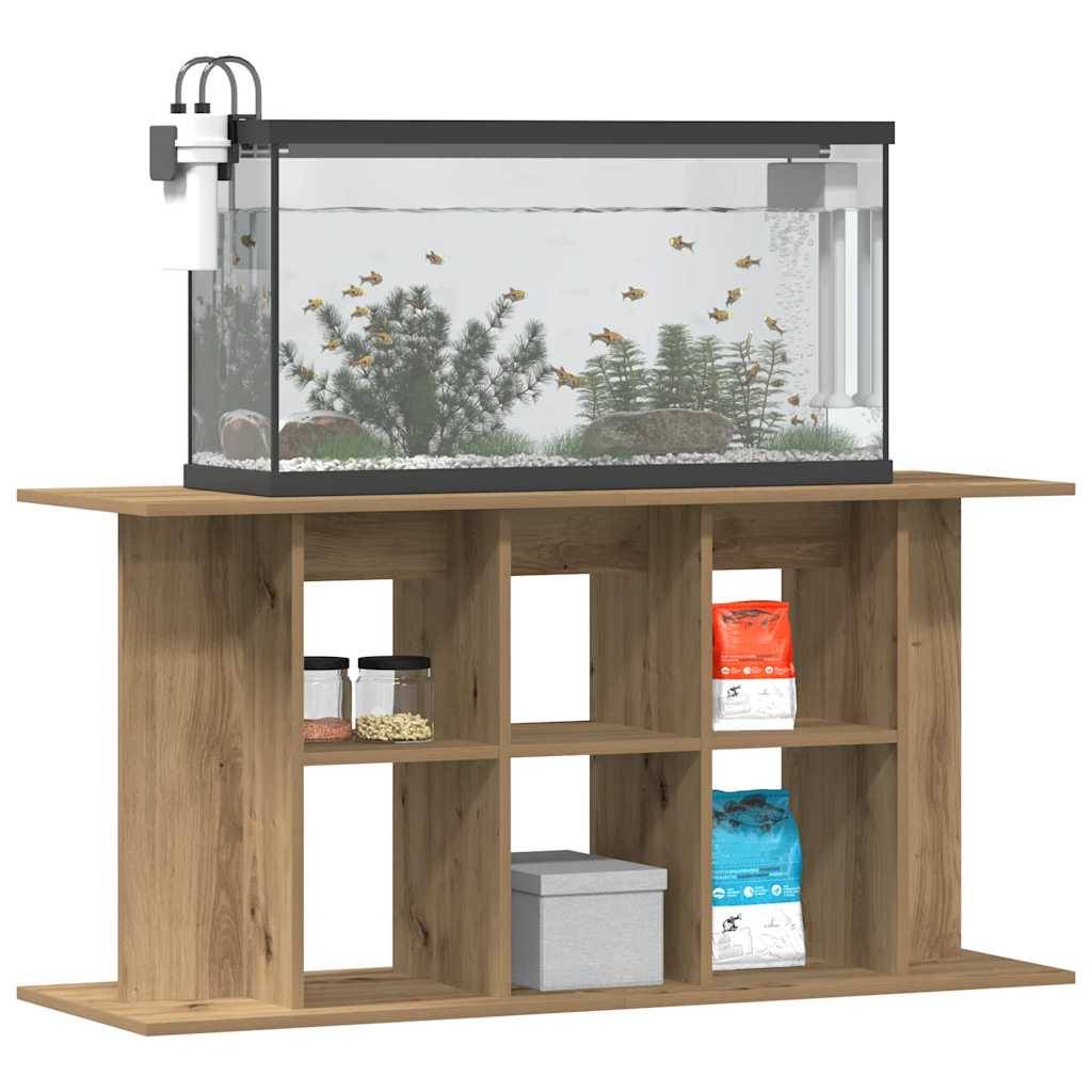 Meuble Support Aquarium 120cm Bois avec Étagères de Rangement Chêne Artisanal - ComfortXL Outdoor Living - Image 2