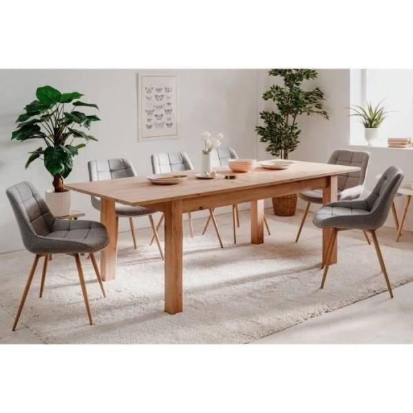 Table a manger extensible 6-10 personnes - Rectangulaire - MDF - Industriel - Bergen - L 160-200 x P 75 x H 90 cm - Gamm vert