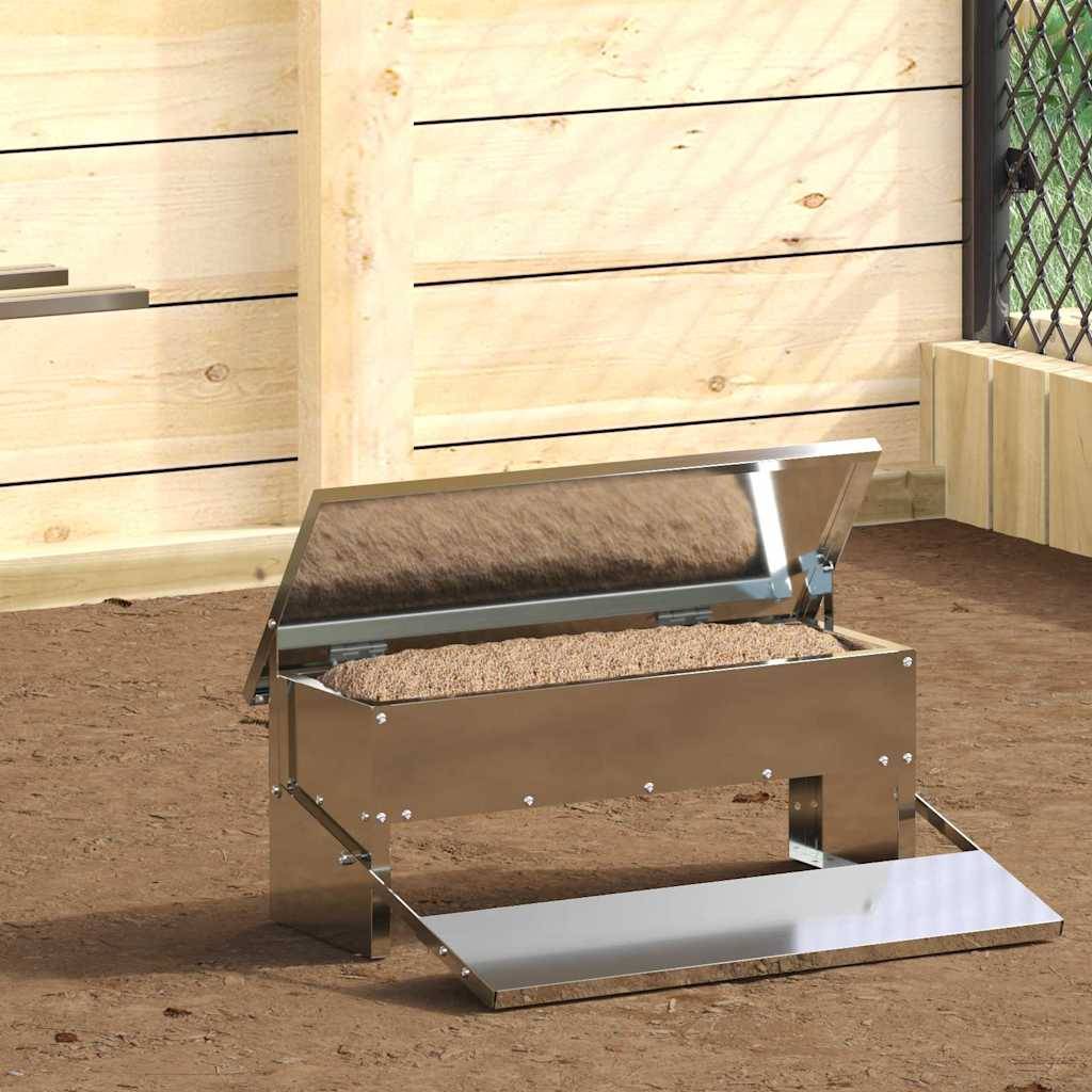 Mangeoire Pédale Poule Galvanisée Anti-Rat 5kg Argent - ComfortXL Outdoor Living