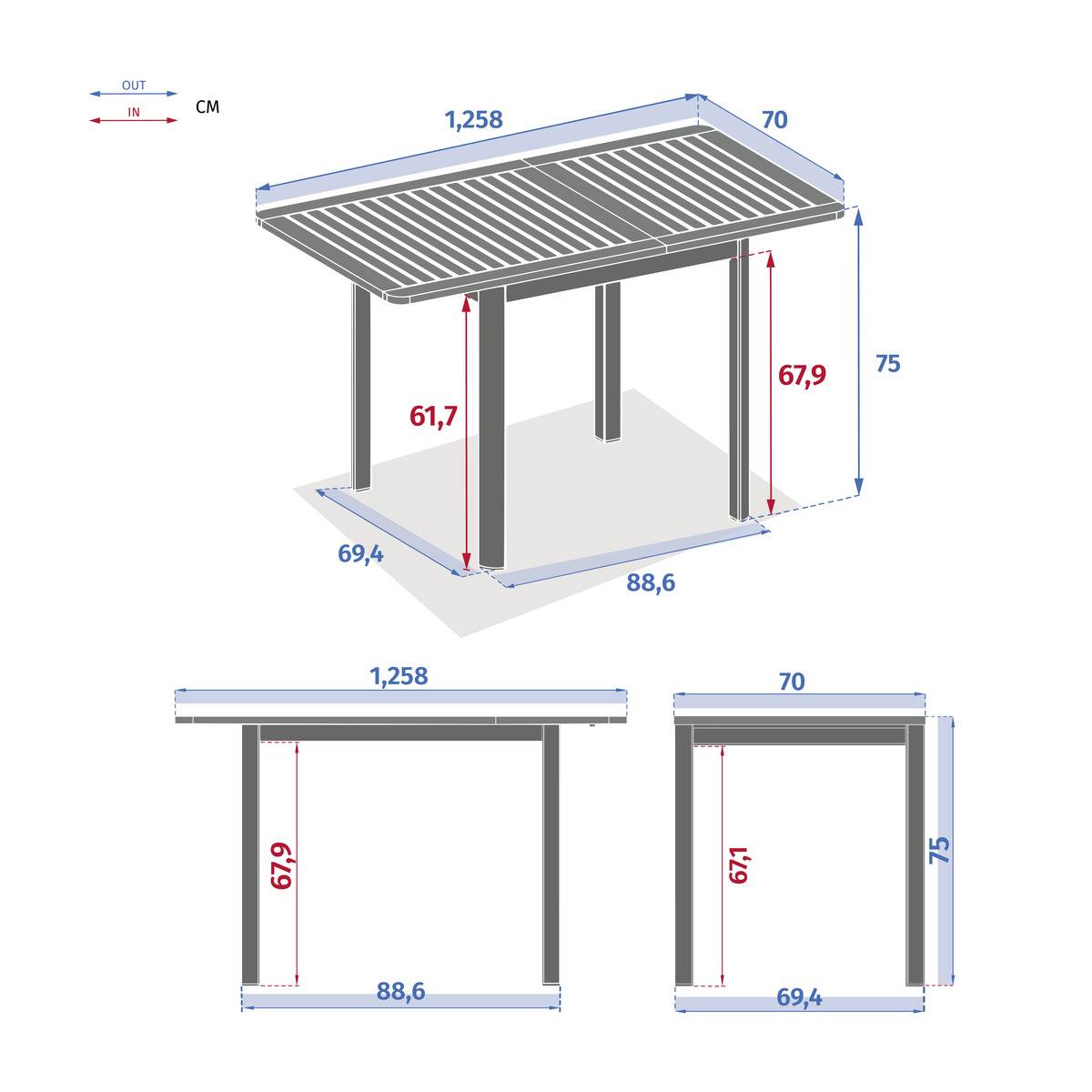 Hesperide - Table de jardin extensible "Folya" en aluminium lin et argile traité époxy 4 places - Hespéride - Image 7