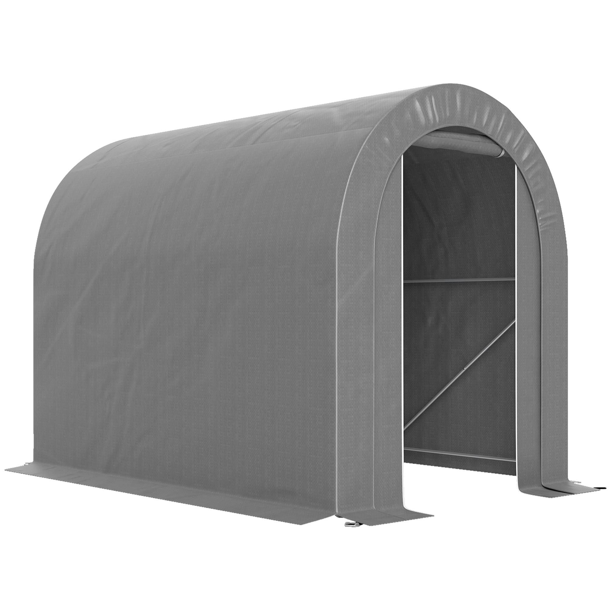 Abri de jardin pour vélo avec armature en acier, porte zippée, imperméable, 2,4 x 1,6 x 1,9 m, gris clair