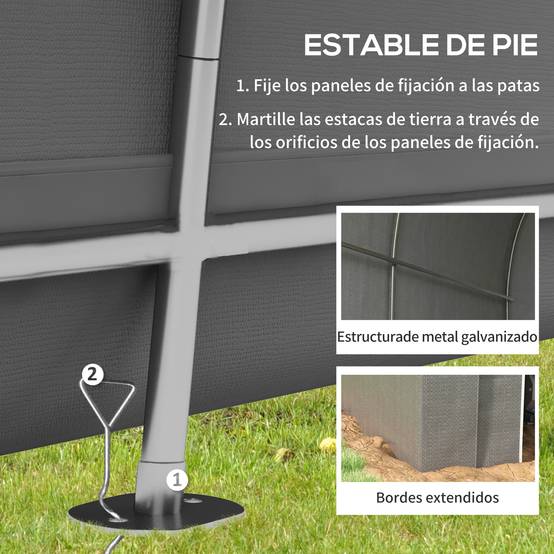 Abri de jardin pour vélo avec armature en acier, porte zippée, imperméable, 2,4 x 1,6 x 1,9 m, gris clair - Image 7