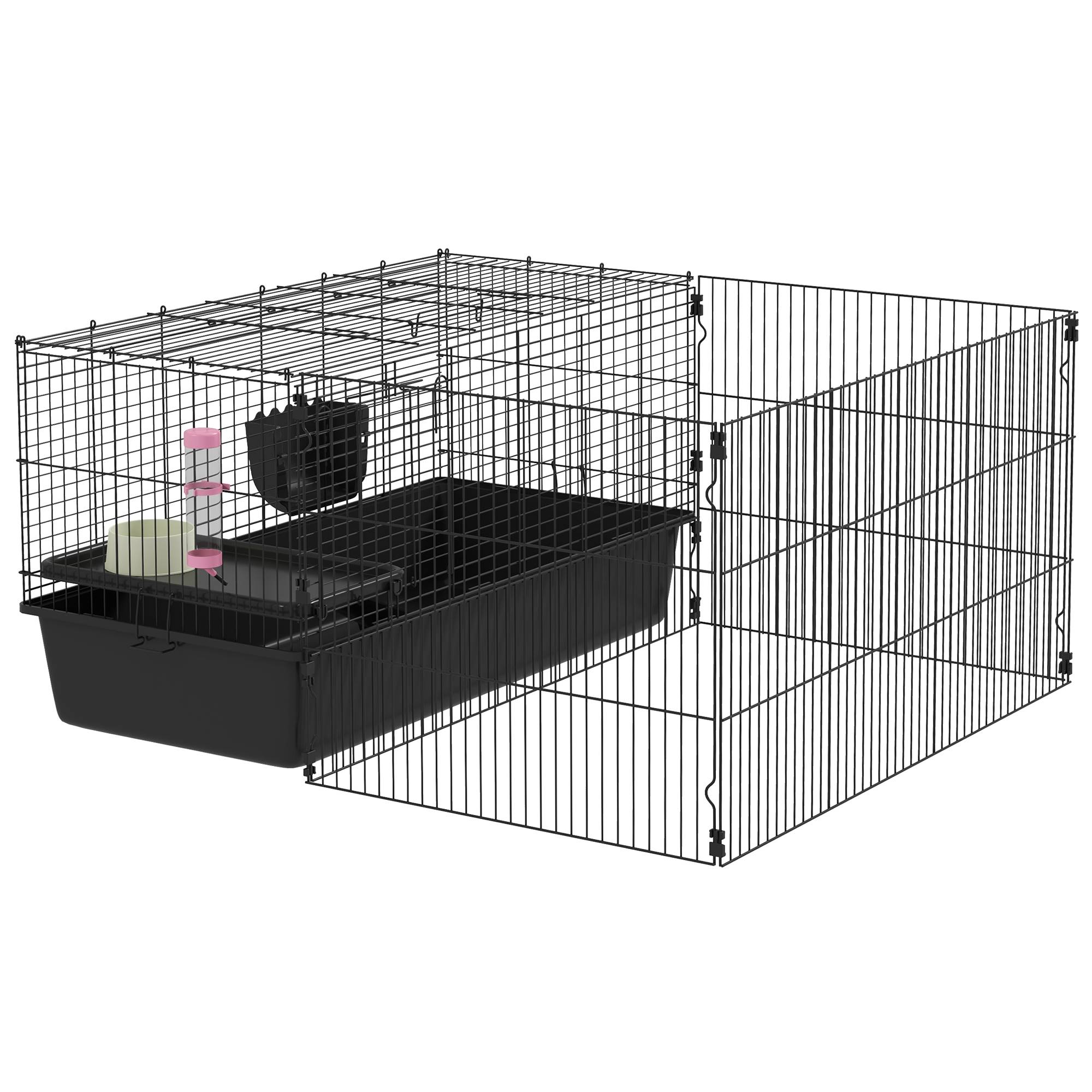 Sans Marque - Cage petits animaux enclos amovible parc jeux clapier accessoires noir - Image 2