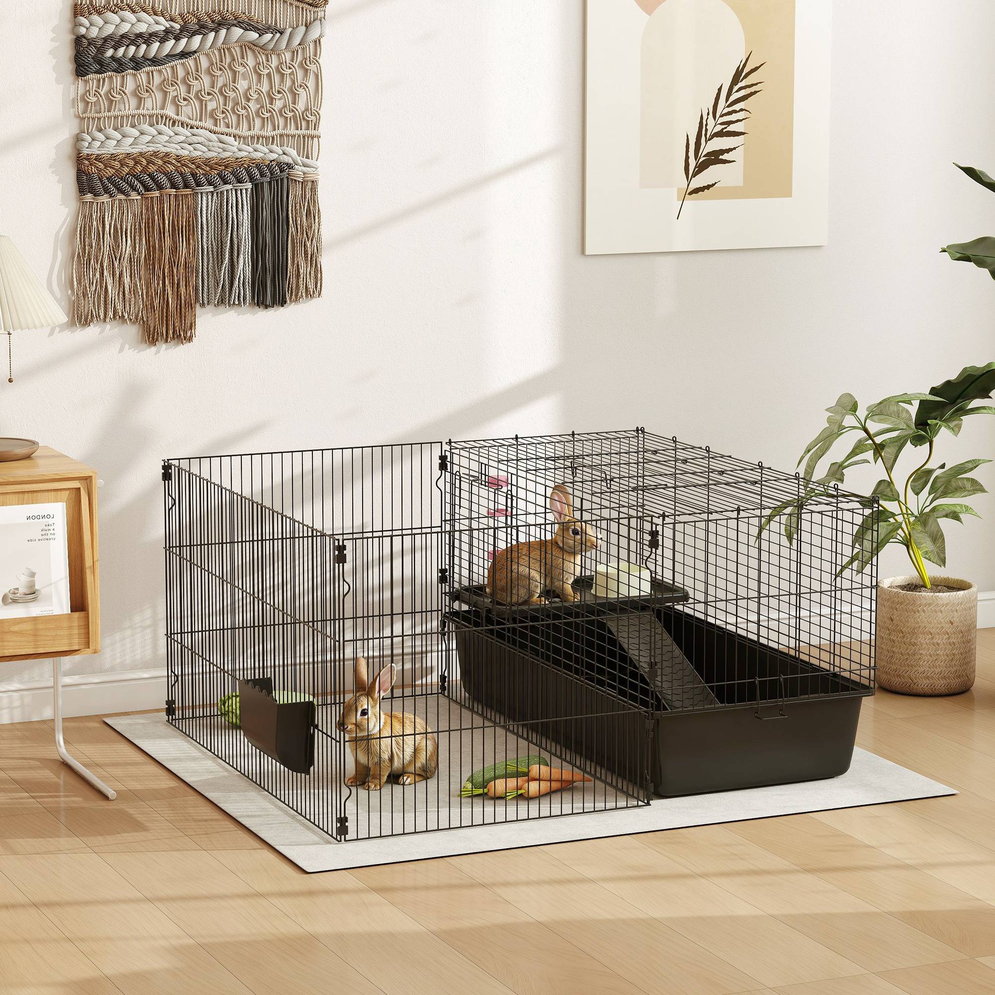 Sans Marque - Cage petits animaux enclos amovible parc jeux clapier accessoires noir - Image 3