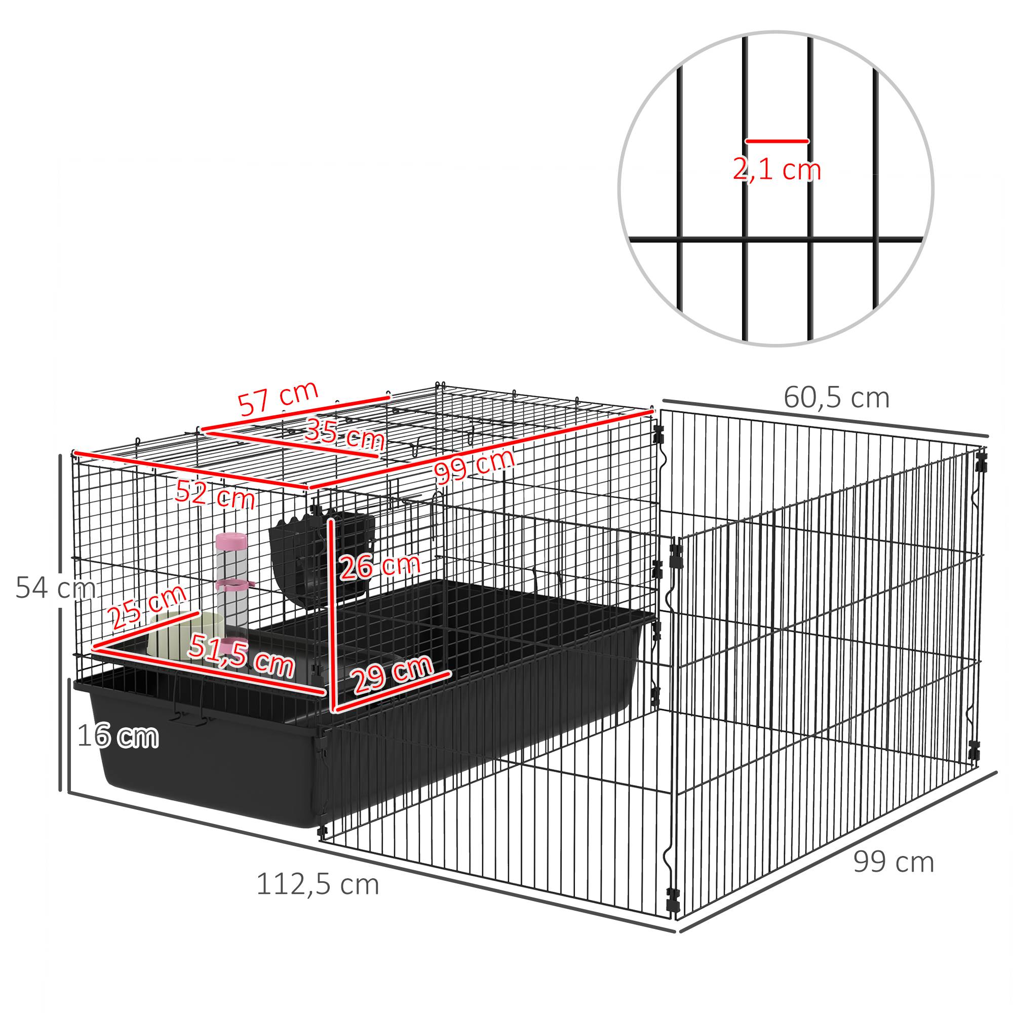 Sans Marque - Cage petits animaux enclos amovible parc jeux clapier accessoires noir - Image 5