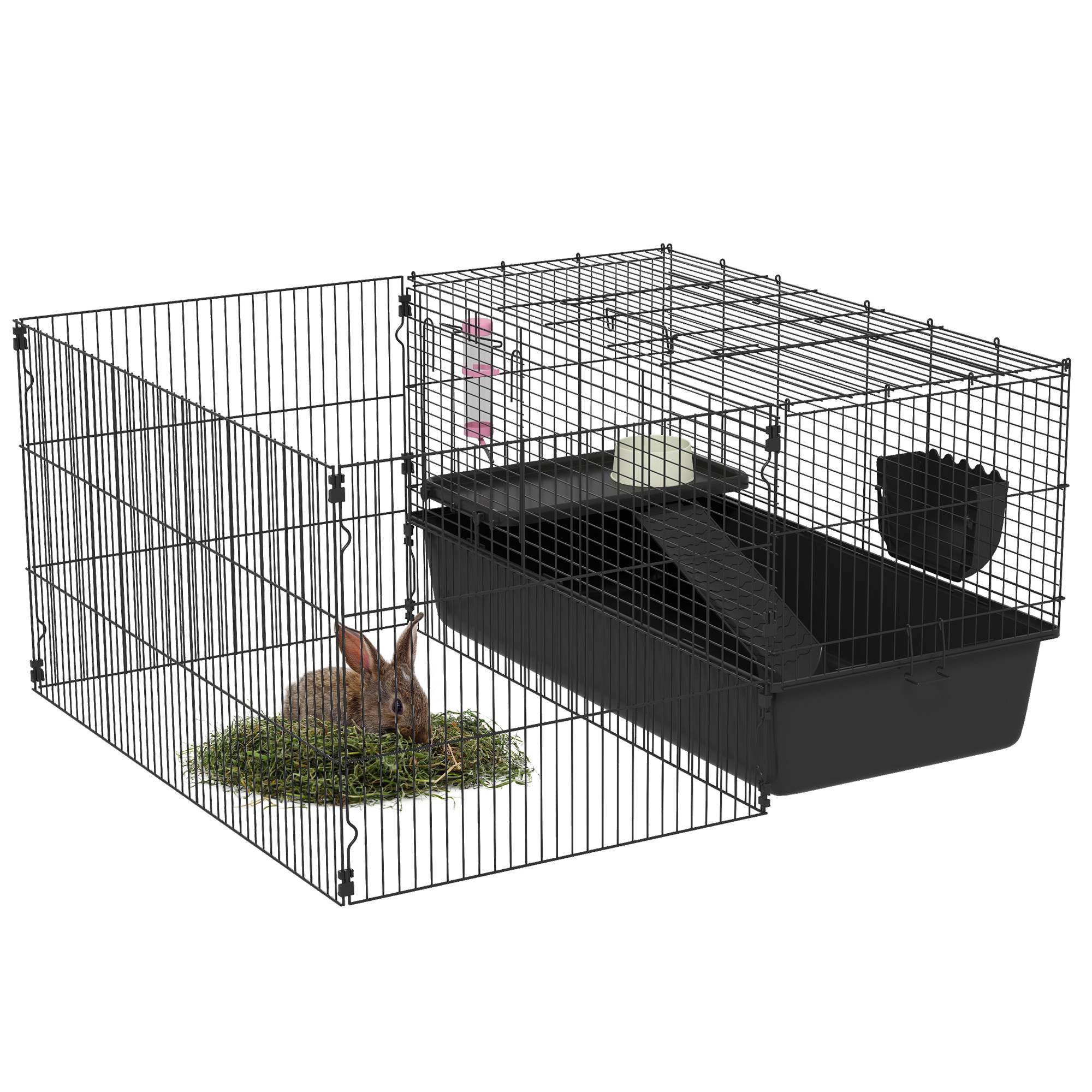 Sans Marque - Cage petits animaux enclos amovible parc jeux clapier accessoires noir - Image 1
