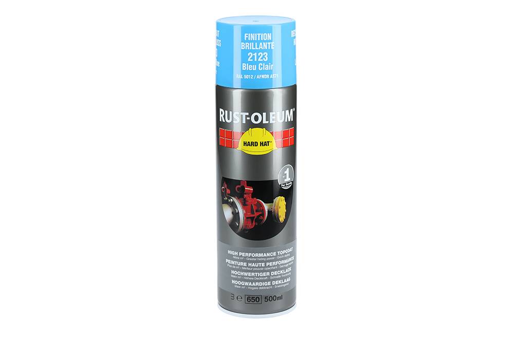 Couche de finition Hard Hat Ral-couleurs bleu clair RAL 5012 500ml - RUST-OLEUM - 2123 - Image 2