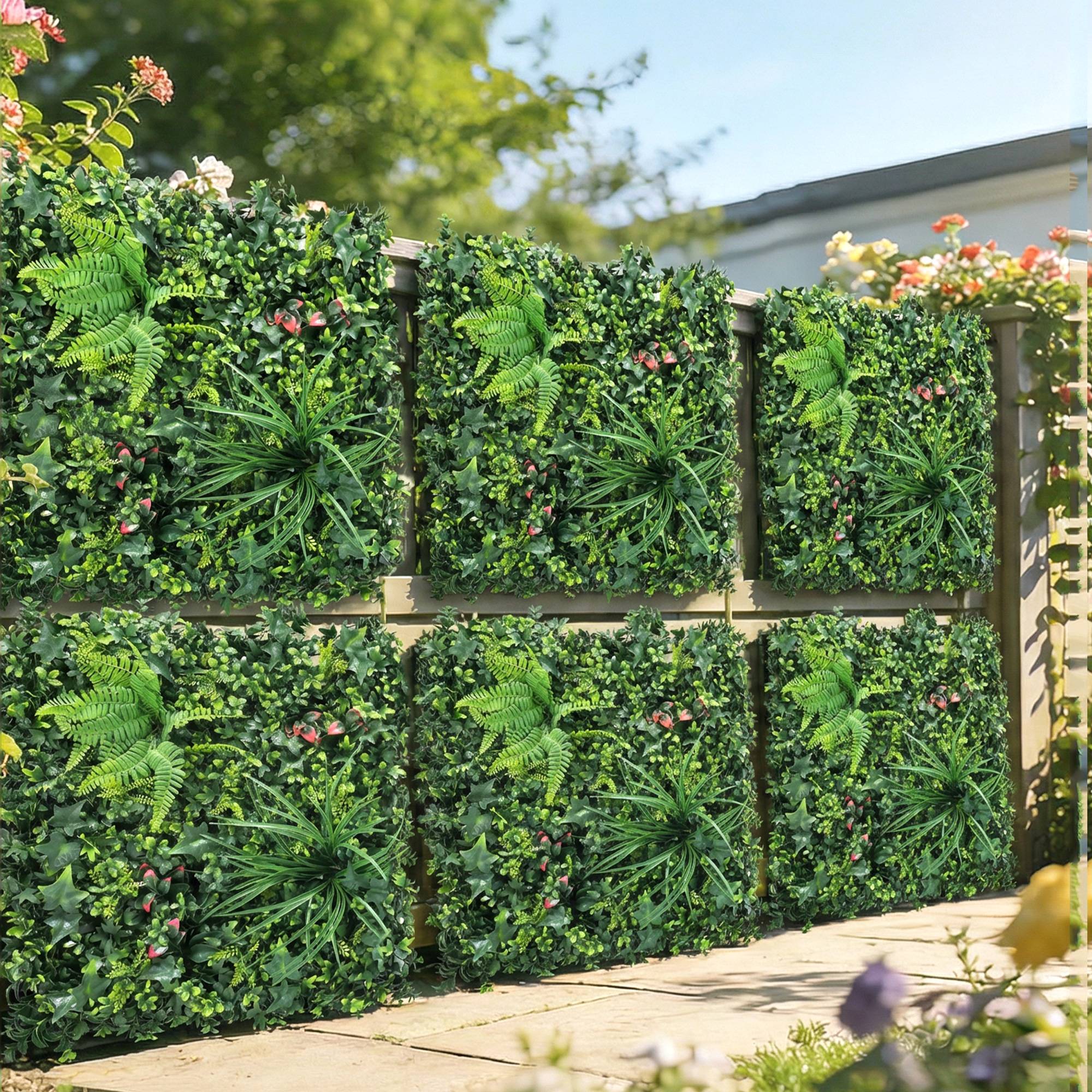 ComfortXL - Haie artificielle PE verte 6 panneaux 50x50 cm brise-vue anti-UV terrasse balcon - ComfortXL Outdoor Living - Image 3