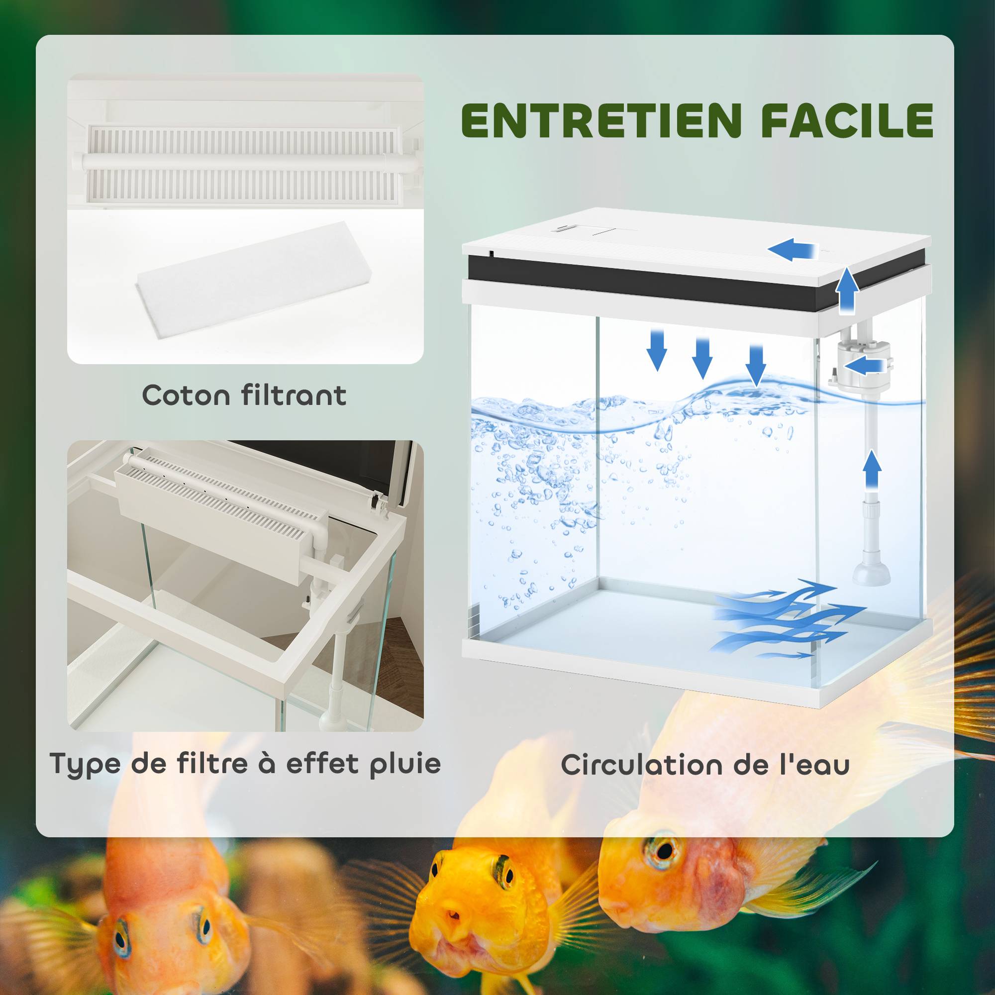Sans Marque - Petit aquarium complet 14L aquarium en verre avec système de filtration éclairage LED pompe à eau 30 x 20 x 33 cm blanc - Image 6