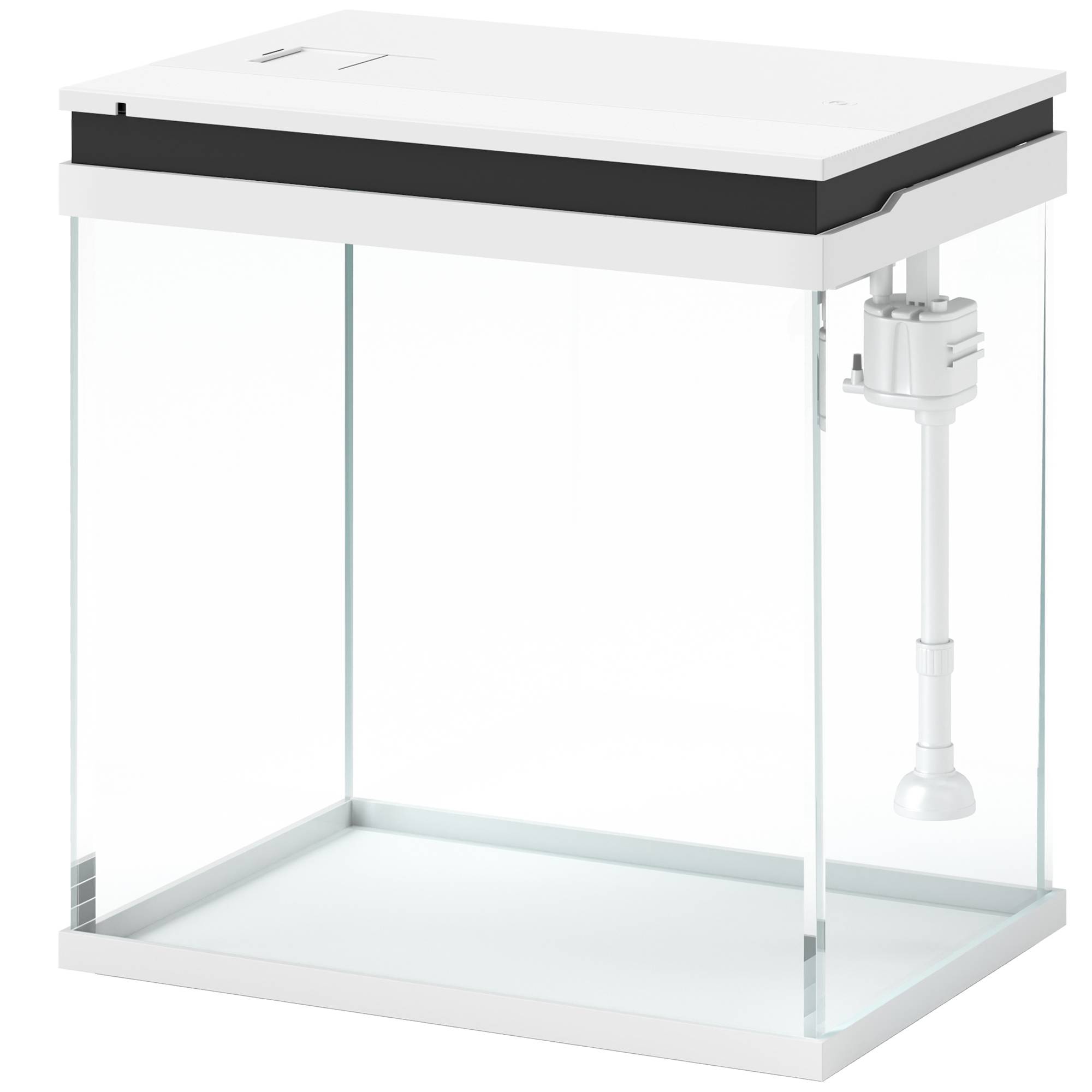Sans Marque - Petit aquarium complet 14L aquarium en verre avec système de filtration éclairage LED pompe à eau 30 x 20 x 33 cm blanc - Image 2
