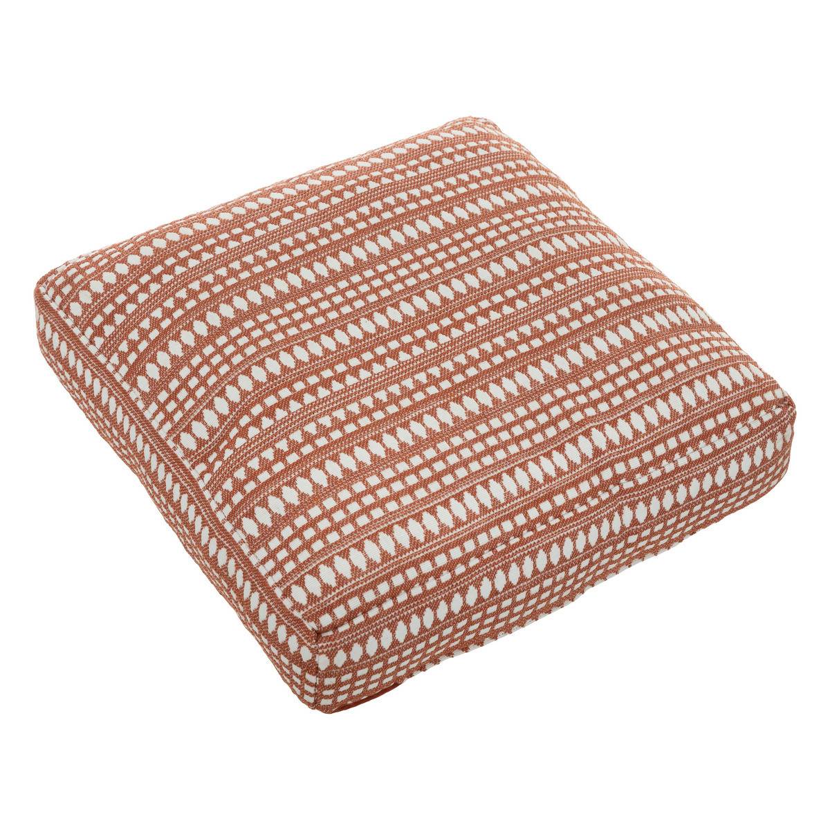 Coussin de sol épais et confortable en coton Terracotta motifs jacquard 38 x 38 cm - Image 1
