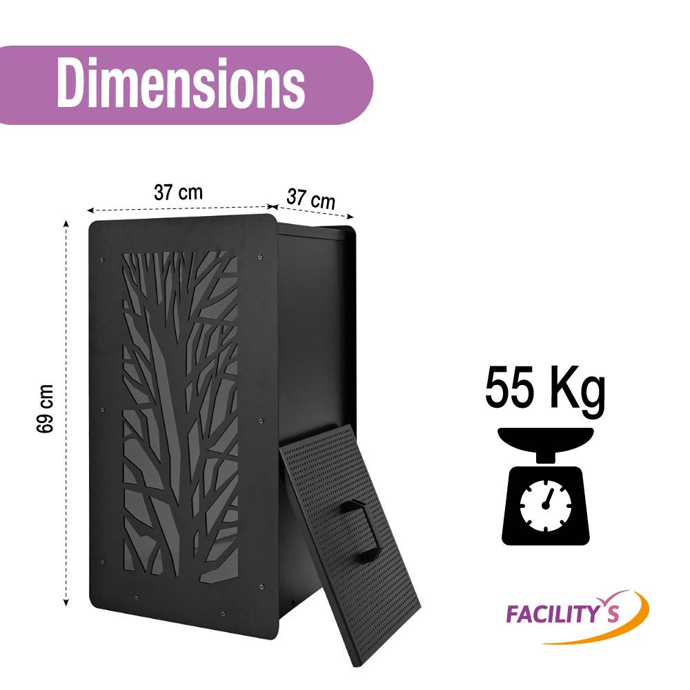 Facilitys - Réservoir à granulés design Ebene 55 kg noir en acier avec tamis et roulettes - Image 6