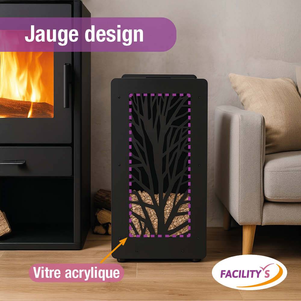 Facilitys - Réservoir à granulés design Ebene 55 kg noir en acier avec tamis et roulettes - Image 2