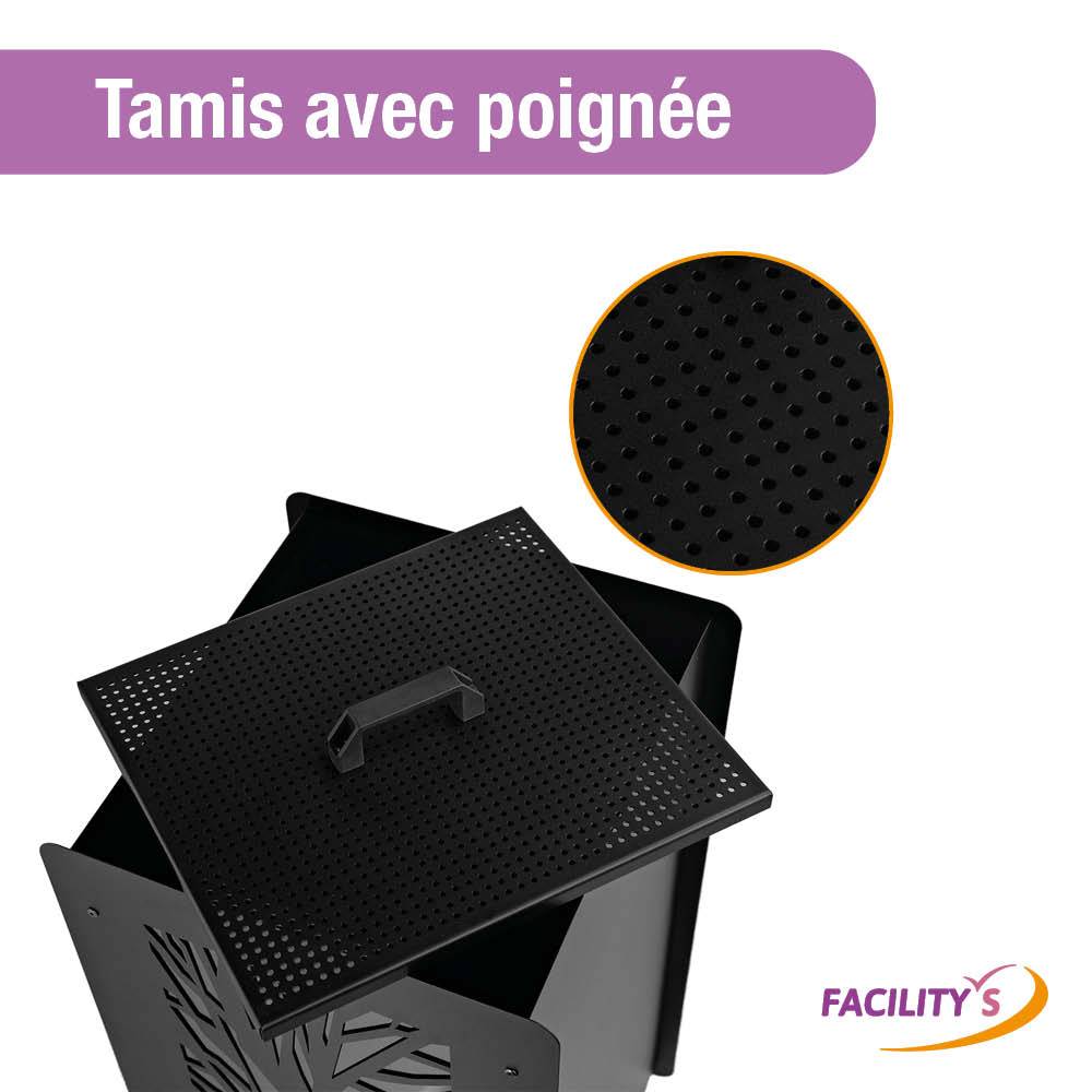 Facilitys - Réservoir à granulés design Ebene 55 kg noir en acier avec tamis et roulettes - Image 3