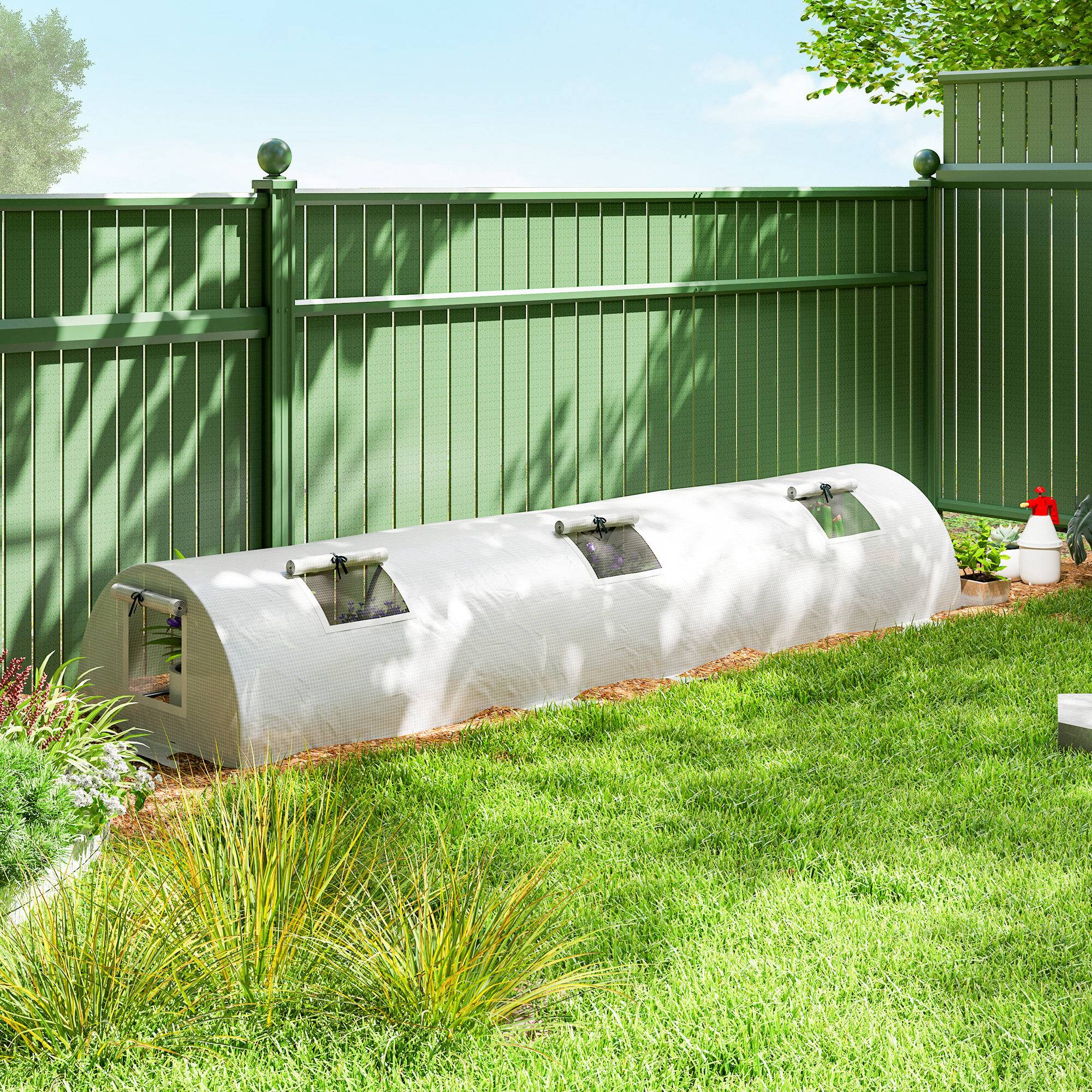 ComfortXL - Mini serre tunnel de jardin acier film plastique 300 x 80 x 45 cm blanc potager protection UV - ComfortXL Outdoor Living - Image 4