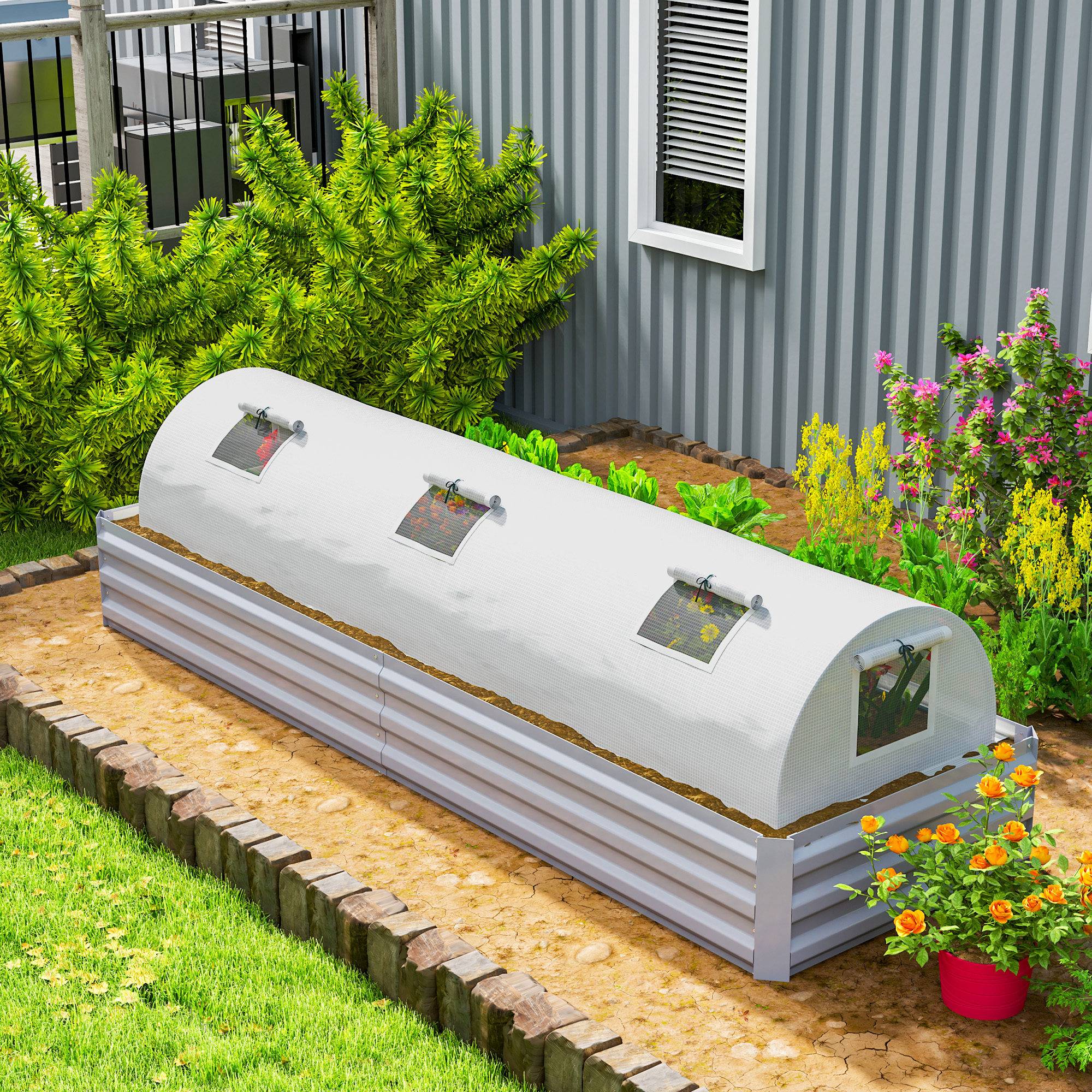 ComfortXL - Mini serre tunnel de jardin acier film plastique 300 x 80 x 45 cm blanc potager protection UV - ComfortXL Outdoor Living - Image 3
