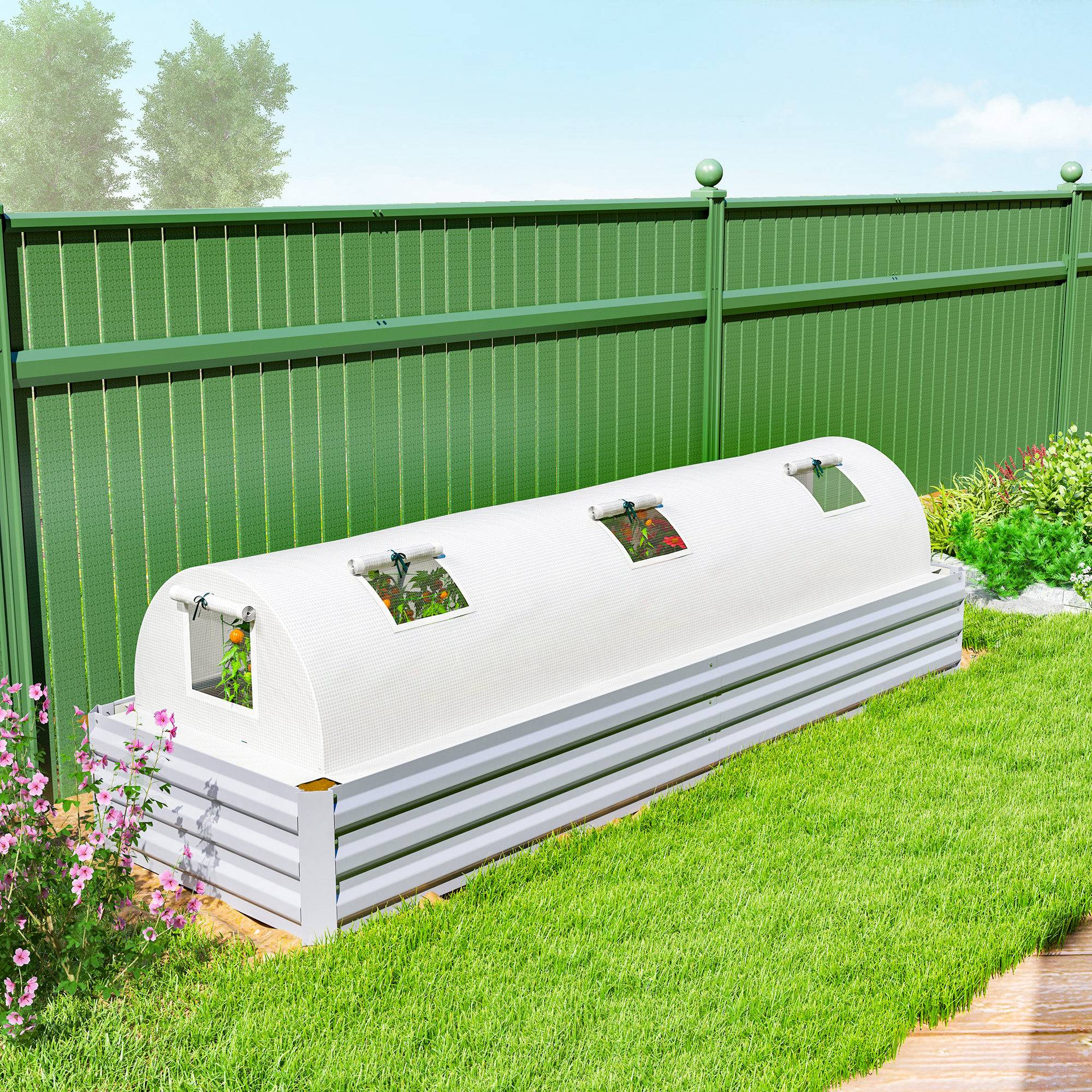 ComfortXL - Mini serre tunnel de jardin acier film plastique 300 x 80 x 45 cm blanc potager protection UV - ComfortXL Outdoor Living - Image 10