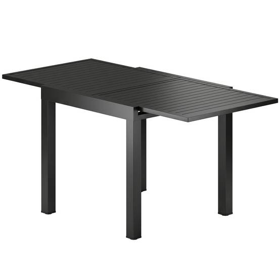 Sans Marque - Table jardin extensible extérieur 4-6 personnes rallonge auto-stockée aluminium 80-160x80 cm noir - Image 2