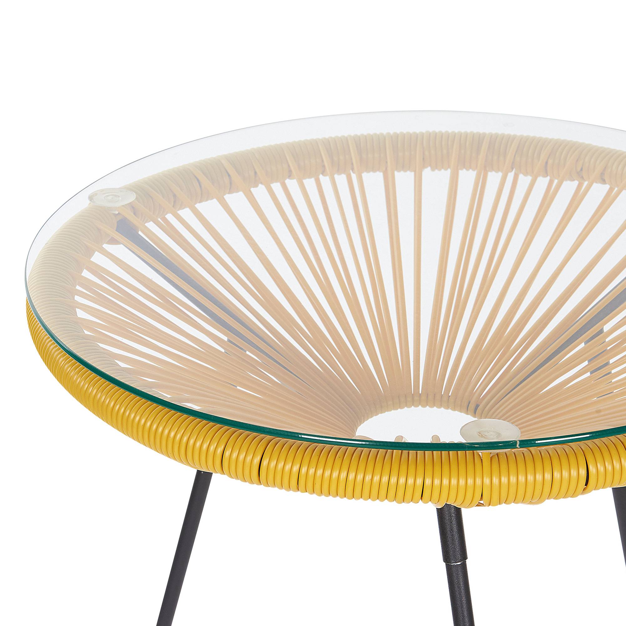 Beliani - Set de Salon ou Jardin 2 Chaises Fauteuils Type Spaghetti et Petite Table Basse en Rotin PE Jaune et Acier Noir Design Industriel Moderne Beliani - Image 5