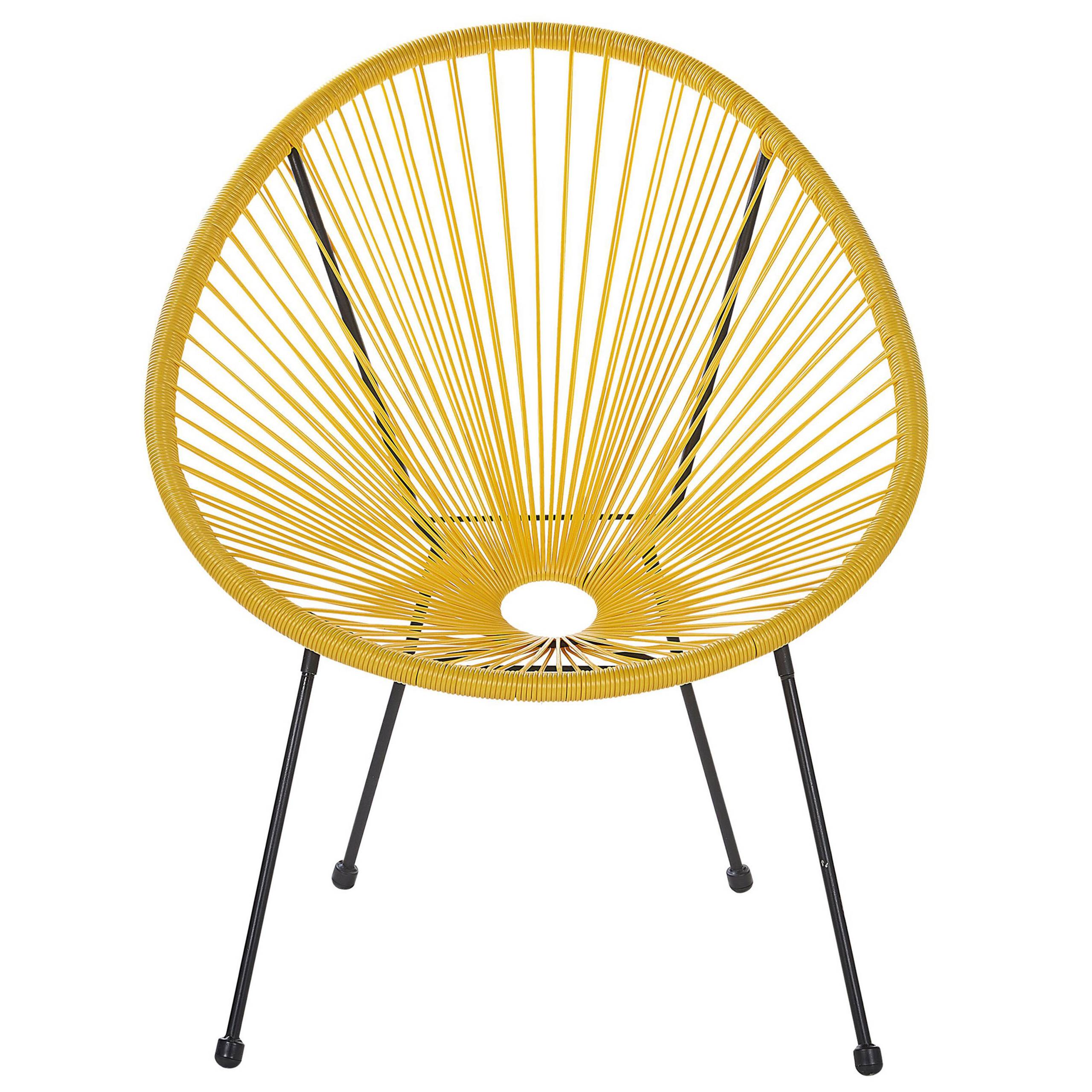 Beliani - Set de Salon ou Jardin 2 Chaises Fauteuils Type Spaghetti et Petite Table Basse en Rotin PE Jaune et Acier Noir Design Industriel Moderne Beliani - Image 7