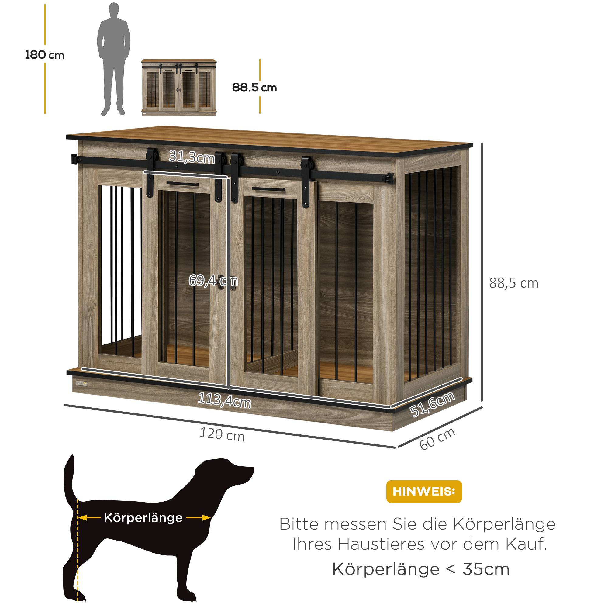 Cage de transport pour chien 2 portes, design rustique verrouillable, marron - Image 5