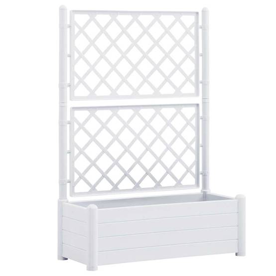 Vidaxl - Jardinière avec treillis 100x43x142 cm PP Blanc vidaXL 313983 - Image 2