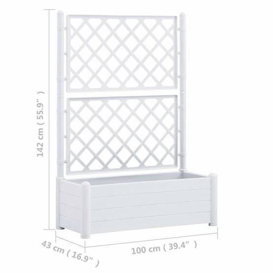 Vidaxl - Jardinière avec treillis 100x43x142 cm PP Blanc vidaXL 313983 - Image 3