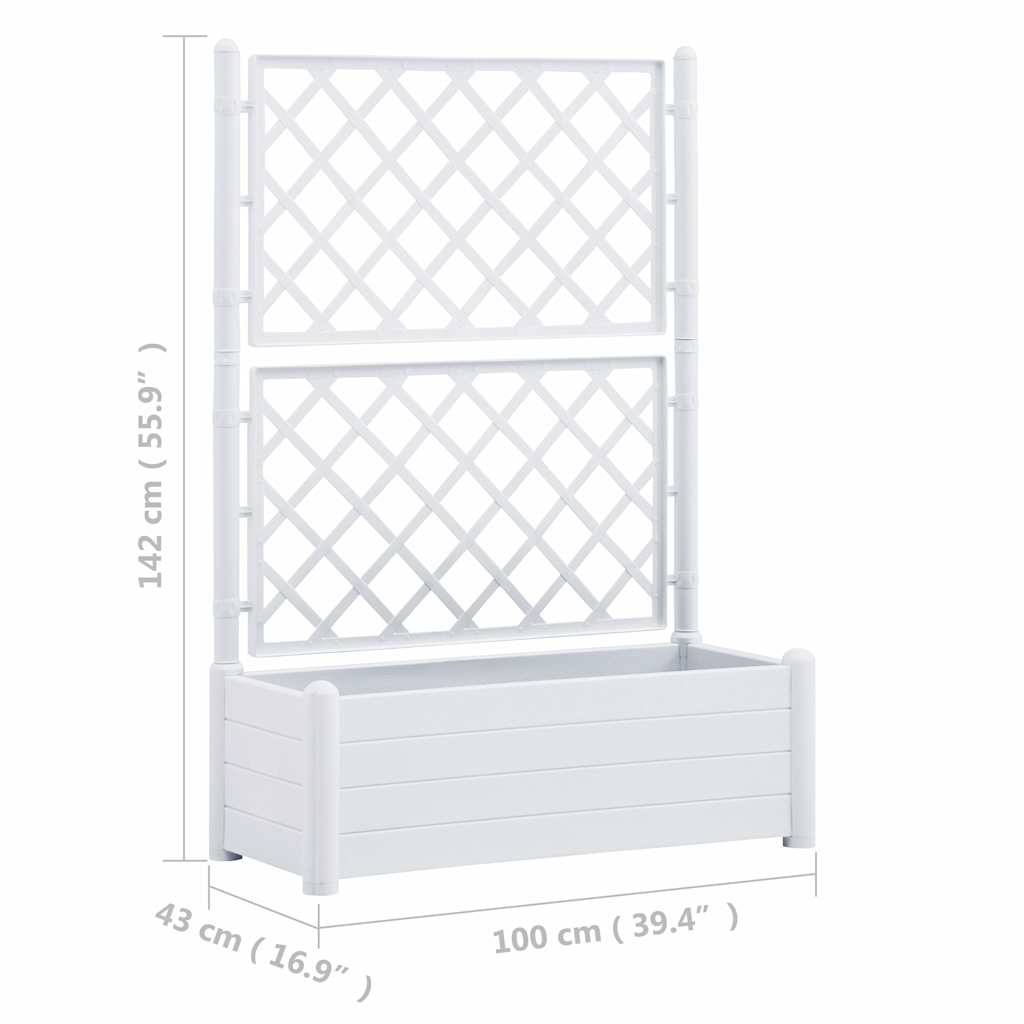 Vidaxl - Jardinière avec treillis 100x43x142 cm PP Blanc vidaXL 313983 - Image 3