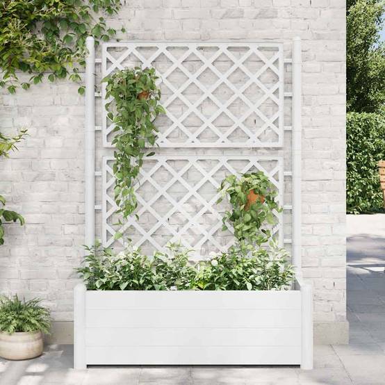 Vidaxl - Jardinière avec treillis 100x43x142 cm PP Blanc vidaXL 313983 - Image 1