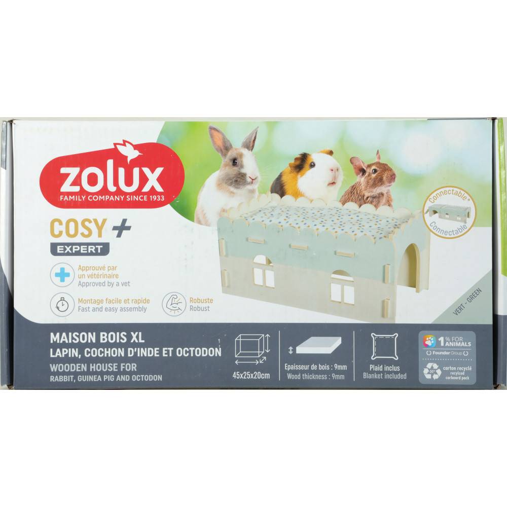 Zolux - Grande extension Maison bois cosy 25 x 44 x 20 cm lapin, cochon d'inde et octodon - Image 4