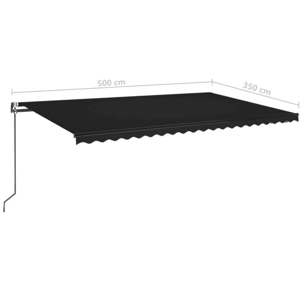 Auvent rétractable automatique Aluminium Jardin Capteur Vent LED 500x350cm Anthracite - ComfortXL Outdoor Living - Image 10
