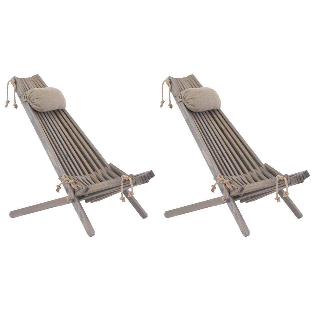 Ecofurn - Chilienne en bois EcoChair avec coussin (Lot de 2) Pin gris - Image 1