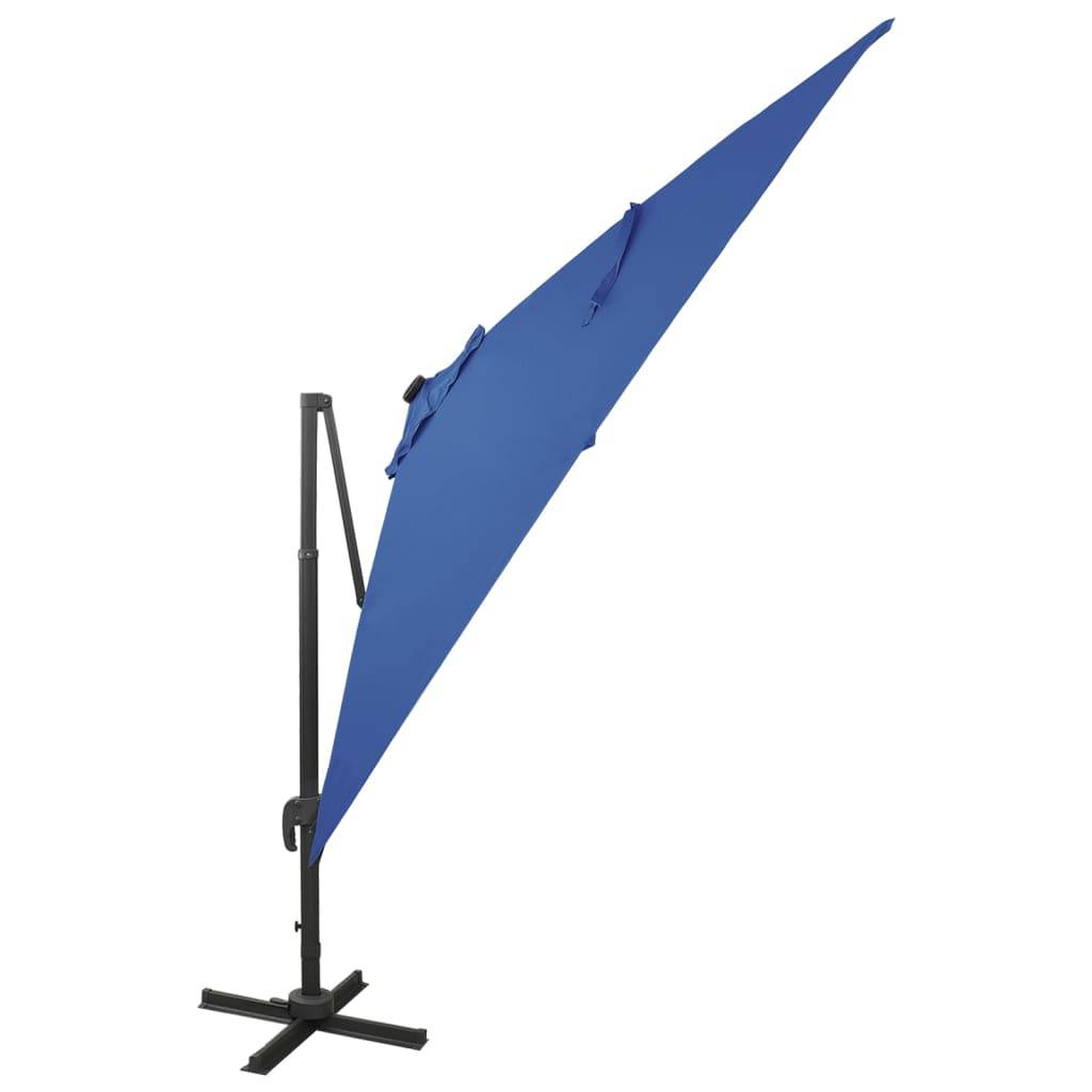Helloshop26 - Parasol meuble de jardin déporté avec mât et lumières led 300 cm bleu azur - Image 2