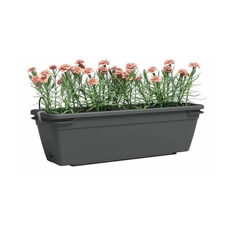 Kit Balcon Jardiniere - Plastique - Anthracite - Rectangulaire - L60 X P20 X H17cm - Artevasi - Image 2