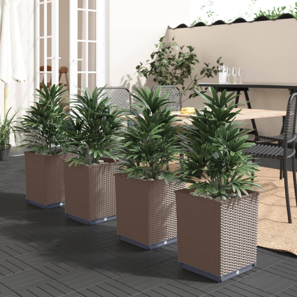 Vidaxl - Jardinières 4 pcs marron 30x30x37 cm polypropylène vidaXL 364189 - Image 1