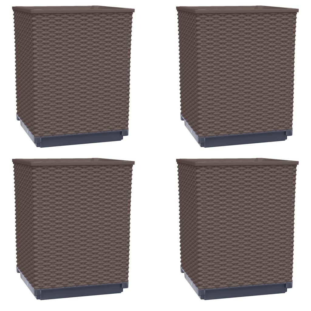 Vidaxl - Jardinières 4 pcs marron 30x30x37 cm polypropylène vidaXL 364189 - Image 2