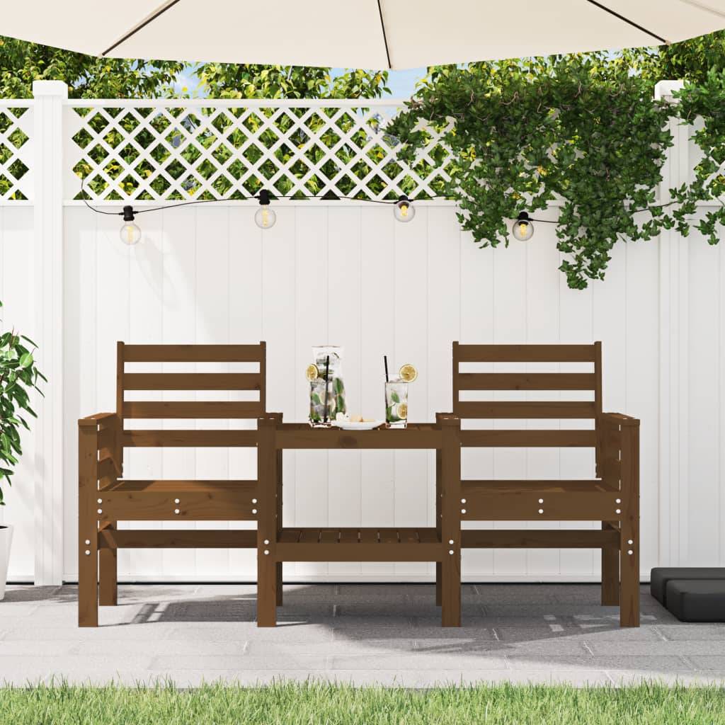 Maison Chic - Banc de jardin - Banc d'extérieur - Banquette avec table 2 places brun miel bois massif de pin-JU13931 - Image 2