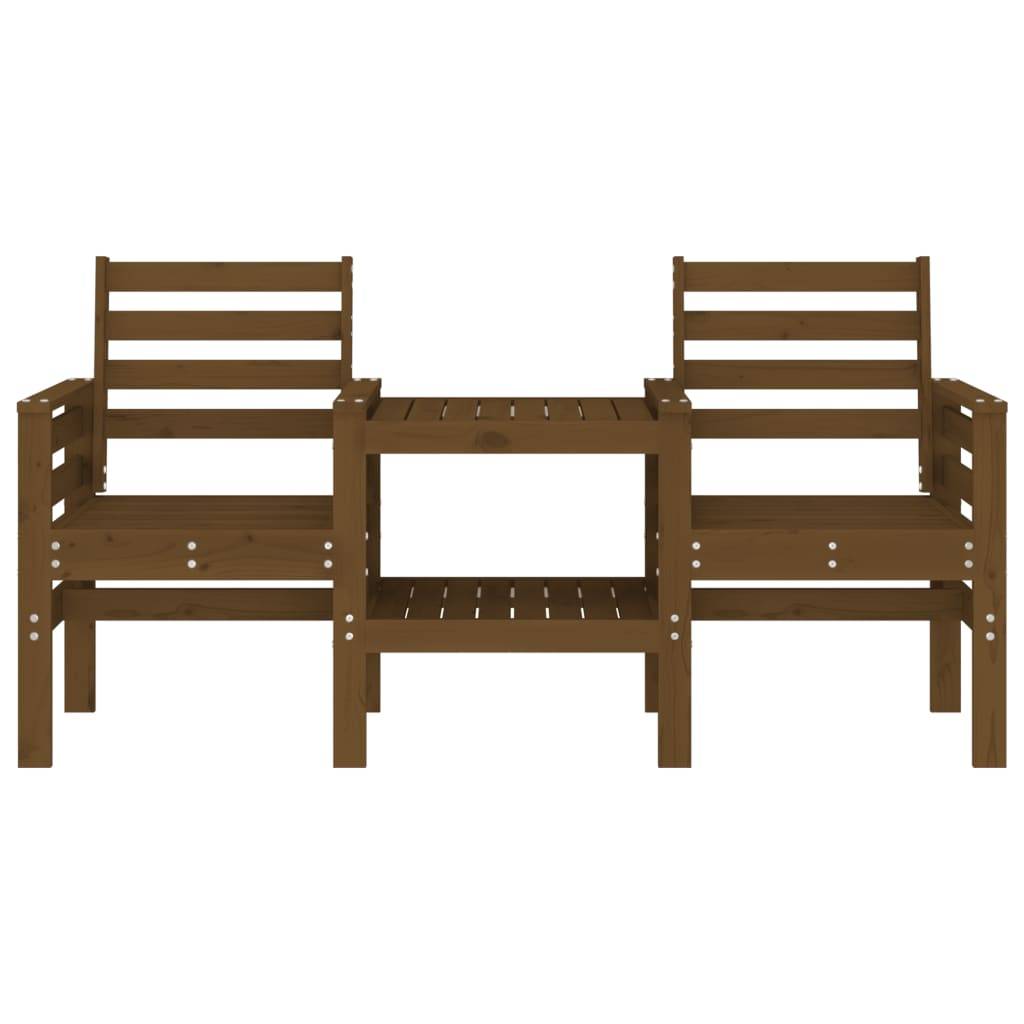 Maison Chic - Banc de jardin - Banc d'extérieur - Banquette avec table 2 places brun miel bois massif de pin-JU13931 - Image 3