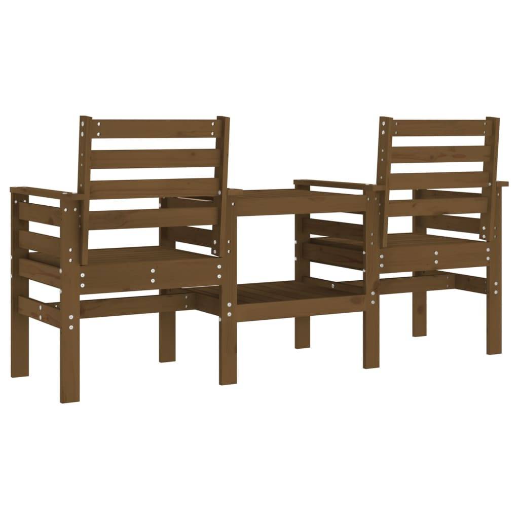 Maison Chic - Banc de jardin - Banc d'extérieur - Banquette avec table 2 places brun miel bois massif de pin-JU13931 - Image 5