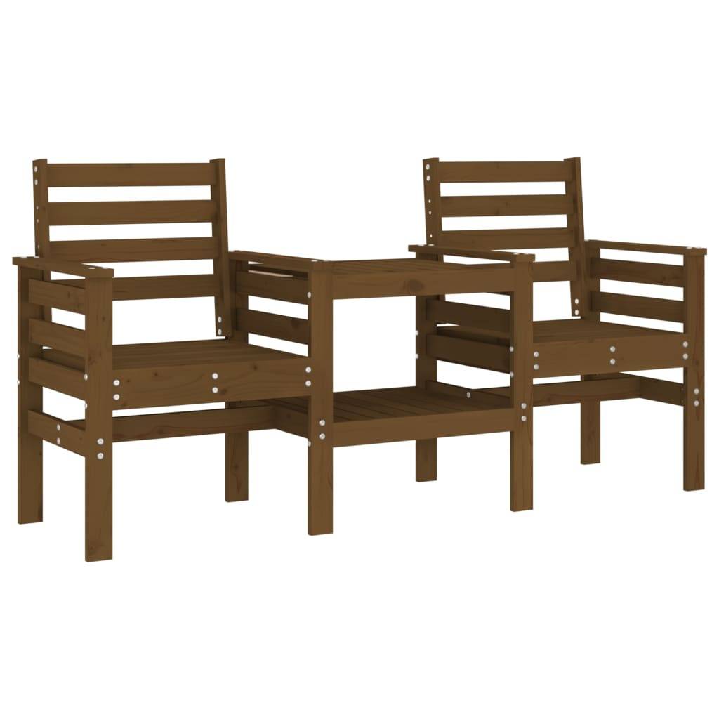 Maison Chic - Banc de jardin - Banc d'extérieur - Banquette avec table 2 places brun miel bois massif de pin-JU13931 - Image 1