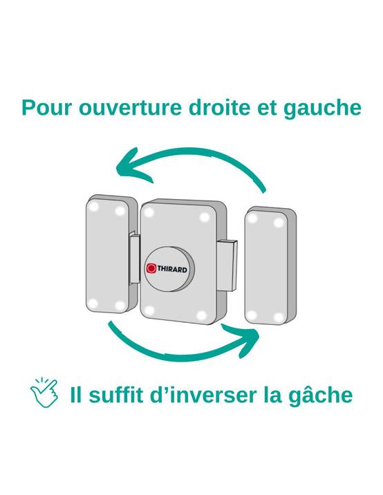 Verrou à bouton Corvette pour porte de garage, cylindre 30mm, pêne 160mm, acier, 3 clés, époxy bronze - THIRARD - Image 5