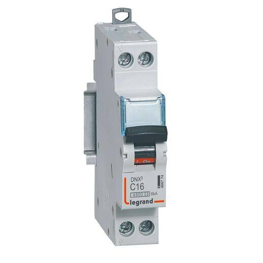 Legrand - Disjoncteur DNX³ 4500 6kA borne à vis 1 module 1P+N 230V 16A - LEGRAND - 406774 - Image 1