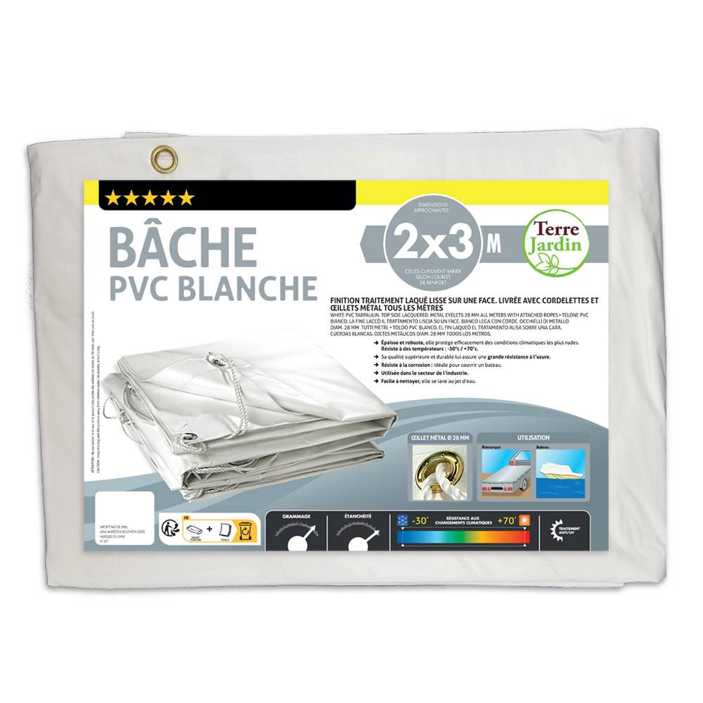 Bâche PVC premium blanche 300g/m2 2 x 3 Blanc - Image 2