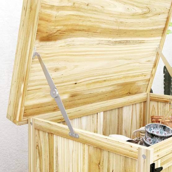 ComfortXL - Armoire de jardin sapin et inox 74 x 43 x 88 cm bois naturel rangement outils extérieur et plan de travail - Image 9