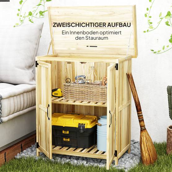 ComfortXL - Armoire de jardin sapin et inox 74 x 43 x 88 cm bois naturel rangement outils extérieur et plan de travail - Image 6