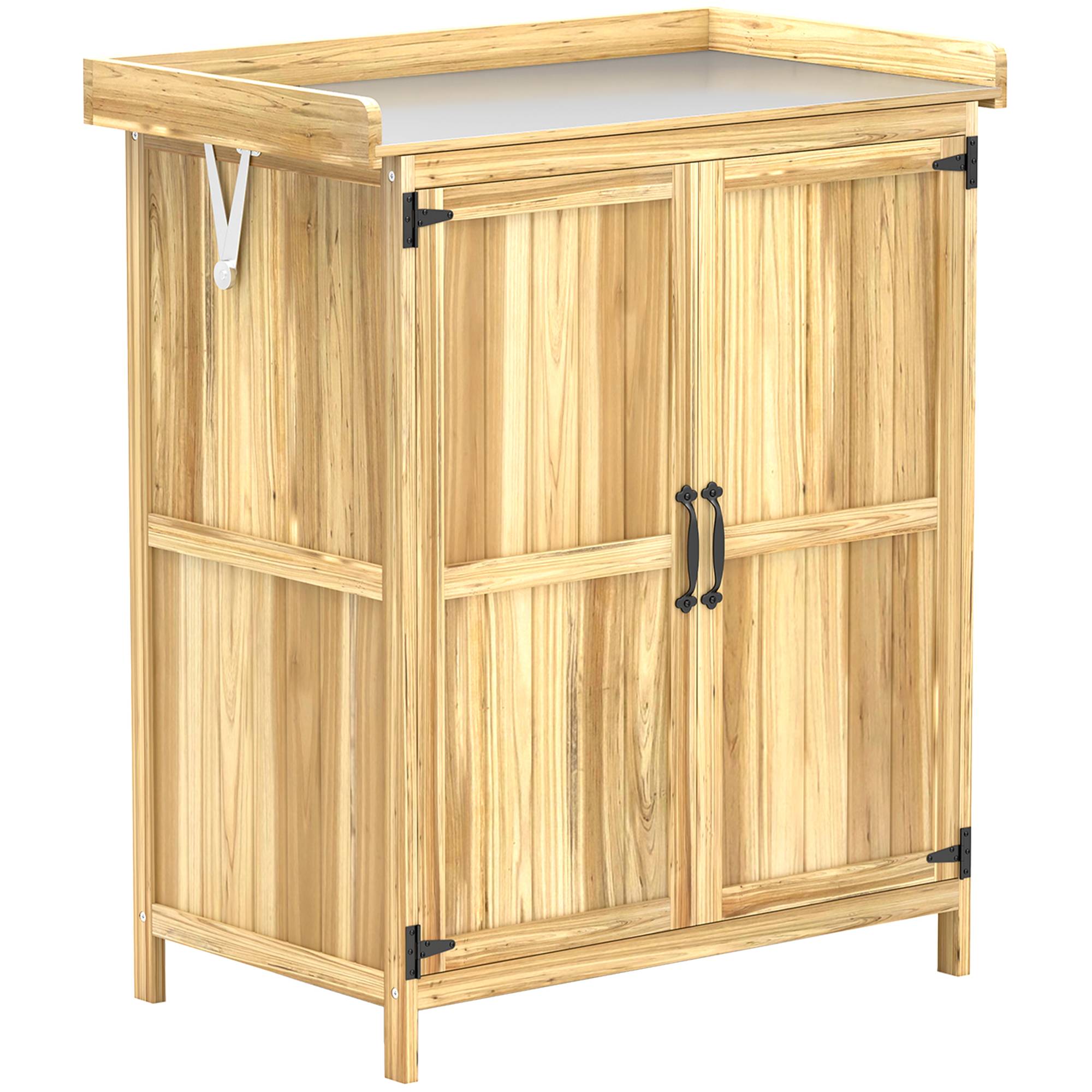 ComfortXL - Armoire de jardin sapin et inox 74 x 43 x 88 cm bois naturel rangement outils extérieur et plan de travail - Image 10