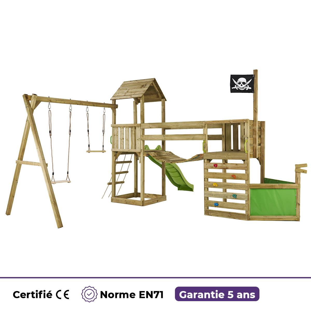 Kangui - Aire de jeux : balançoire, toboggan, trapèze, escalade, pont suspendu WILLI Kangui - Image 7