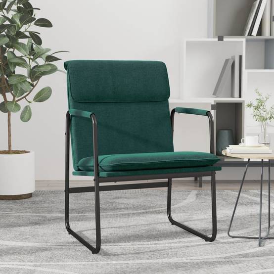 Maison Chic - Chaise longue | Transat | Bain de soleil Vert foncé 55x64x80 cm Tissu - Image 2